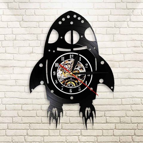 Retro Rocket Ship Wall Clock with LED Backlight